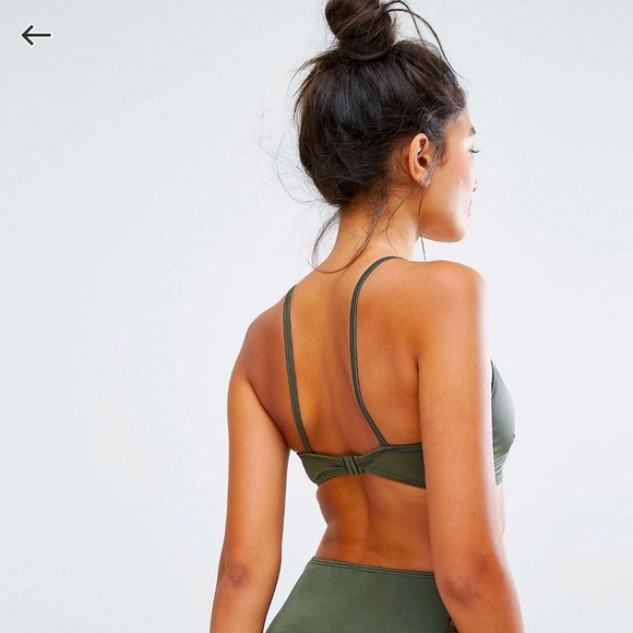 Khaki green strappy bikini top. - Picture 3 of 8